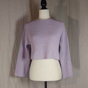 Zara lilac cropped kimono-sleeve crew-neck sweater, 13-14, EUC